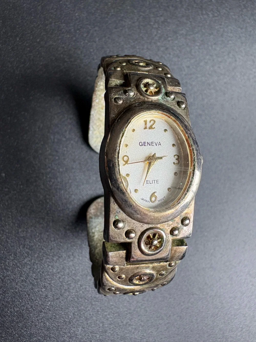 Geneva Women's Oval Bracelet Watch - Silver and Gold Accents